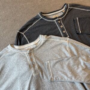 LOT OF 2 Tommy Bahamas Shirts Men's 3XL Gray Cotton‎ Outdoors Henley